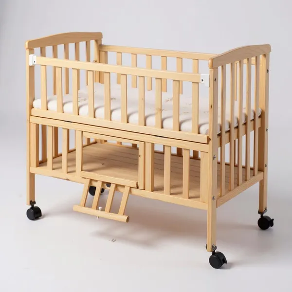 Vparents_Wooden_Multi_Usage_Baby_Crib_Cot_Cradle_Bed_With_Mattress_And_Mosquito_Net_With_Storage_Space_0-3_Year