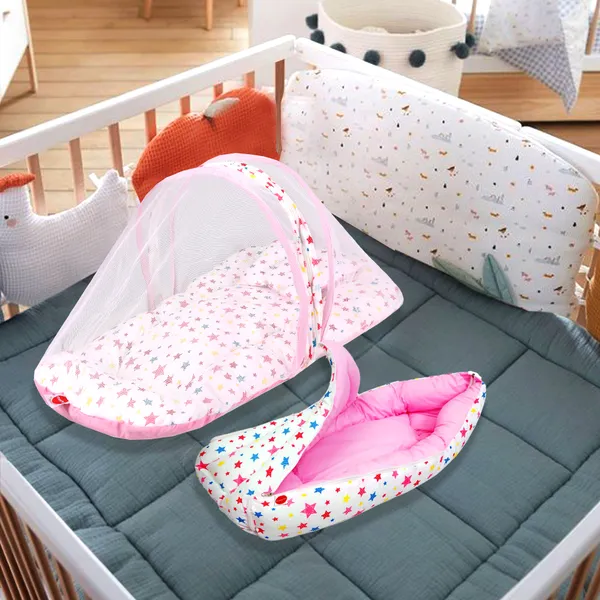 Joy_Baby_Bedding_Set_with_Pillow_and_Sleeping_Bag_Combo_(Pink)