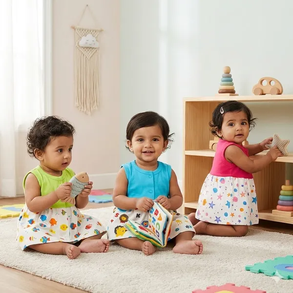 VParents_Cotton_Knee-Length_Sleeveless_Girls_Frock_pack_of_3
