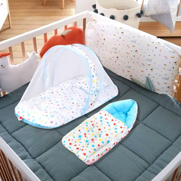 Joy_Baby_Bedding_Set_with_Pillow_and_Sleeping_Bag_Combo_(Blue)