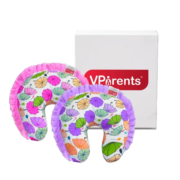 VParents_New_Born_Baby_Neck_Support_Soft_Pillow_for_Head_Shaping_U_Shape_Pillow_Chunky_(Pink,_Purple)__(Pack_of_2)