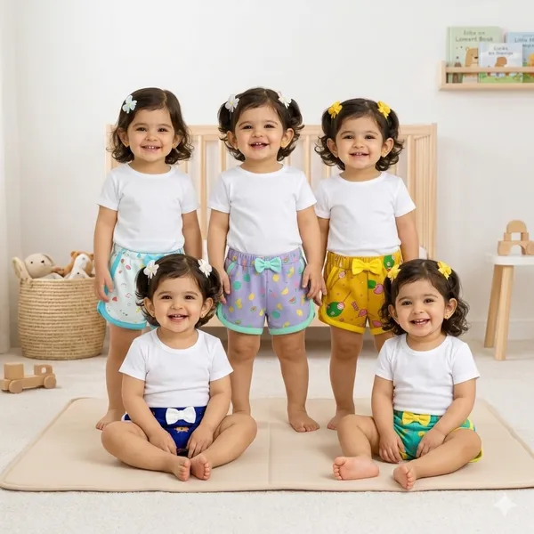 VParents_cotton_Girls_baby_Shorts_for_infant_and_toddler_Printed_Set_of_5_-_Multi-Coloured_-Assorted_Design_