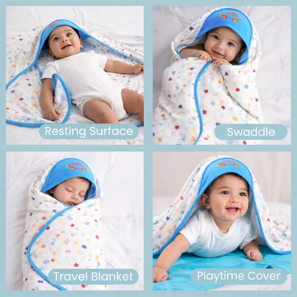 Vparents_Cotton_New_Born_Baby_Hooded_Wrapper_Blanket,_Single_Layer_0-12_Months_Deo