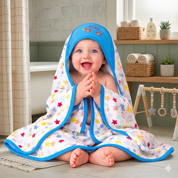 Vparents_Cotton_New_Born_Baby_Hooded_Wrapper_Blanket,_Single_Layer_0-12_Months_Deo