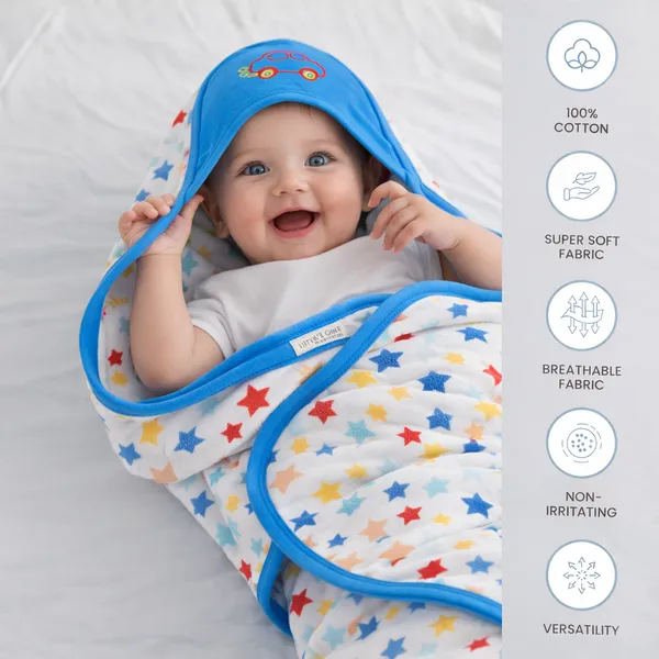 Vparents_Cotton_New_Born_Baby_Hooded_Wrapper_Blanket,_Single_Layer_0-12_Months_Deo