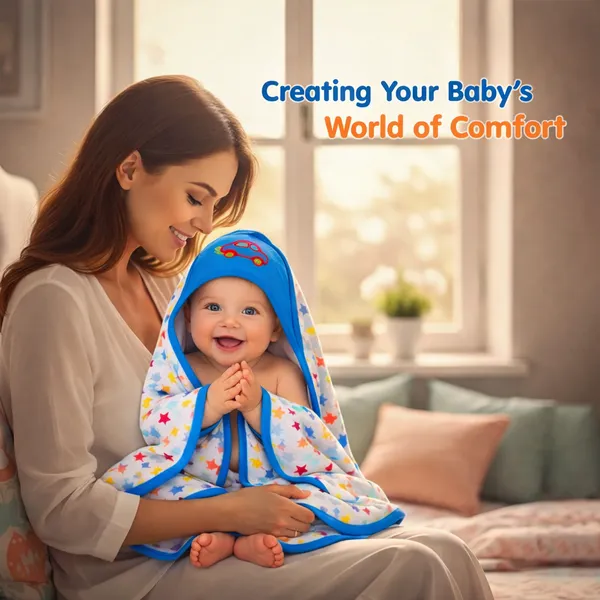 Vparents_Cotton_New_Born_Baby_Hooded_Wrapper_Blanket,_Single_Layer_0-12_Months_Deo