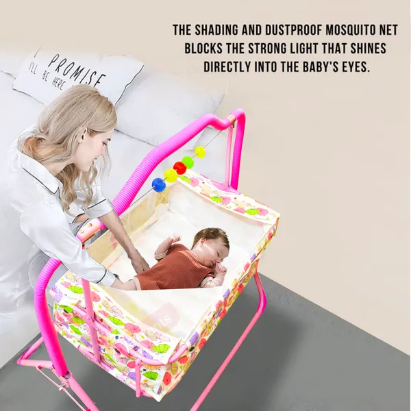 VParents_Umbi_New_Born_Baby_Crib_Bassinet_cot_Swing_Cradle_Jhula_Palna_(Pink)