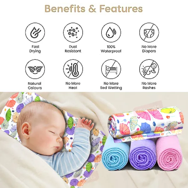 Â _Diaper_Changing_Mat_Sleeping_mats_Water_Proof_Bed_Protector_with_one_side_fabric_New_Born_Baby_(65cm_x_45_cm)_(0-6_Months)_Pink