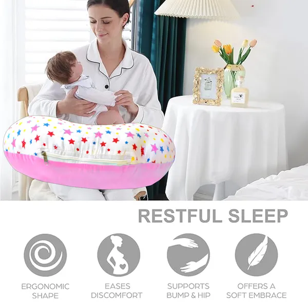 JoyFeeding_Pillow,_Breast_Feeding_Pillows_Vacuum_Packed_Cotton_Nursing_Pillow_and_Positioner,_Breastfeeding,_Bottle_Feeding,_Baby_Support_-_Star_Pattern_(Pink)