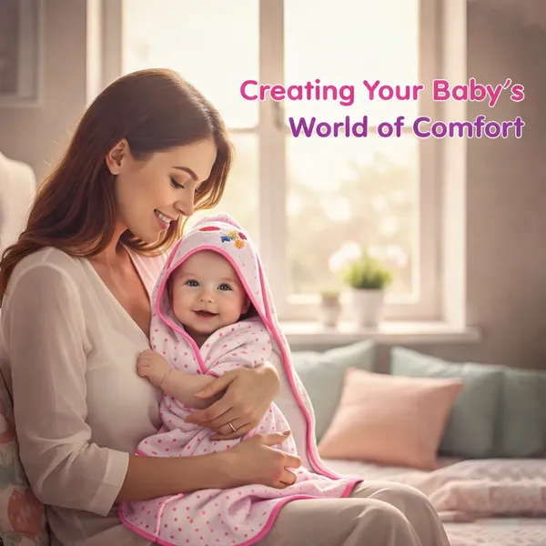 Vparents_Cotton_New_Born_Baby_Hooded_Wrapper_Blanket,_Double_Layer_0-12_Months_Deo
