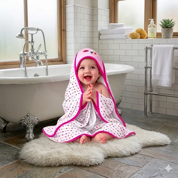 Vparents_Cotton_New_Born_Baby_Hooded_Wrapper_Blanket,_Double_Layer_0-12_Months_Deo