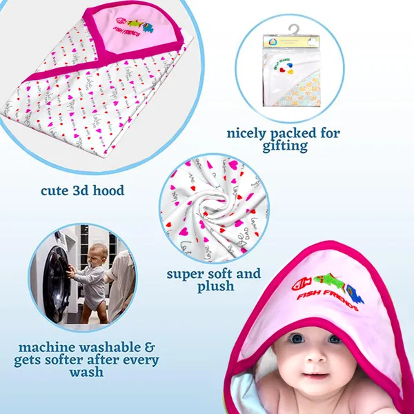 Vparents_Cotton_New_Born_Baby_Hooded_Wrapper_Blanket,_Double_Layer_0-12_Months_Deo