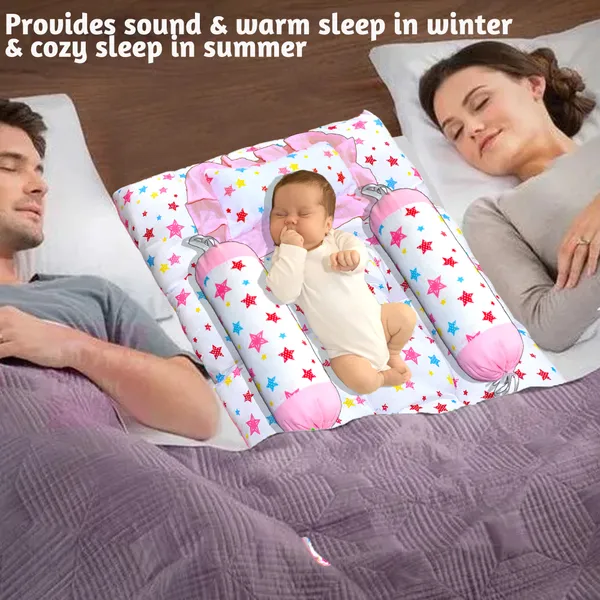 Joy_Baby_4_Piece_Bedding_Set_with_Pillow_and_Bolsters_Sleeping_Bag_and_Bedding_Set_Combo_(Pink)