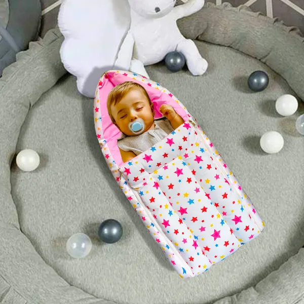 Joy_Baby_4_Piece_Bedding_Set_with_Pillow_and_Bolsters_Sleeping_Bag_and_Bedding_Set_Combo_(Pink)