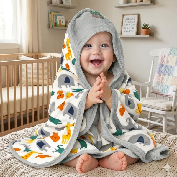 Vparents_Cotton_New_Born_Baby_Hooded_Wrapper_Blanket,_Single_Layer_0-12_Months_Deo