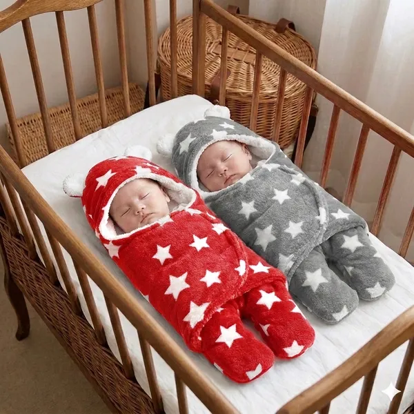 VParents__3-in-1_Soft_Hooded_Baby_Blanket_Wrapper_-0-6_Months_Swaddle_for_New_Born_Sleeping_Bag_Gift__Bath_Towel_Bath_Robe_Pack_of_2_Combo_-_Gray_and_Red