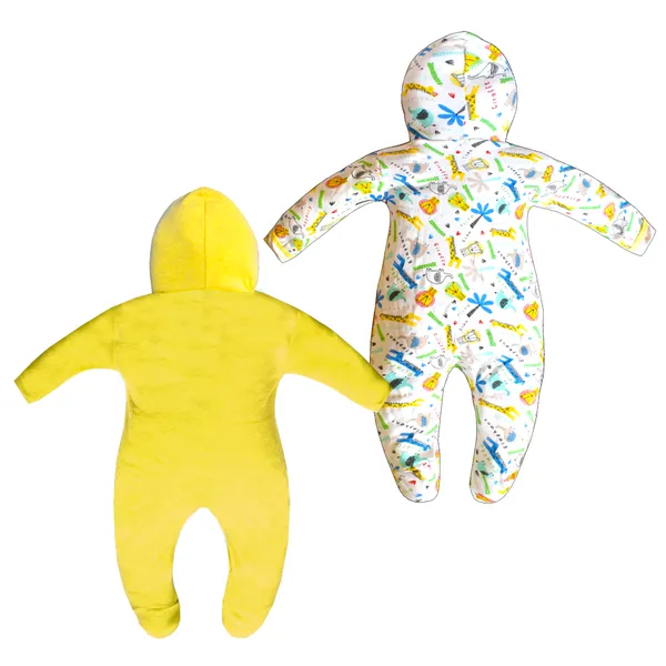 Zoey_Newborn_Baby_Boy's_and_Baby_Girl's_Cotton_Striped_Full_Sleeve_Hooded_Footies_Sleepsuit_Rompers_(Yellow)_-_Pack_of_2