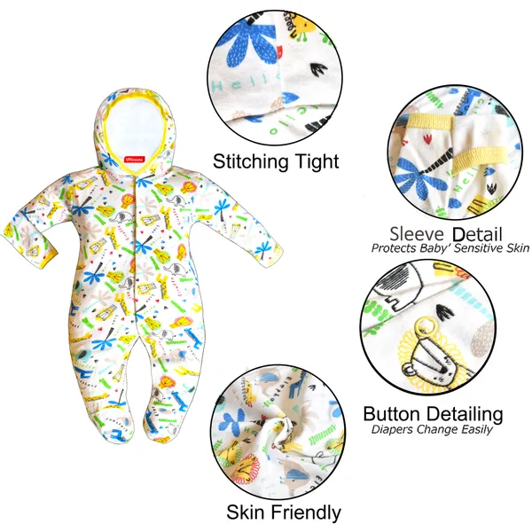 Zoey_Newborn_Baby_Boy's_and_Baby_Girl's_Cotton_Striped_Full_Sleeve_Hooded_Footies_Sleepsuit_Rompers_(Yellow)_-_Pack_of_2