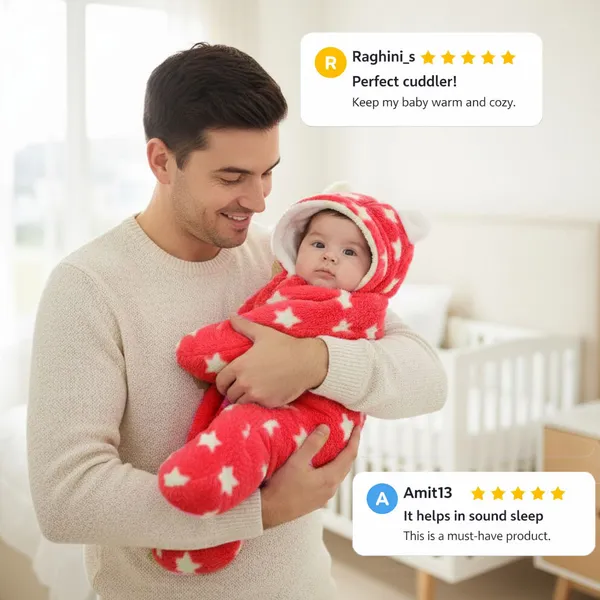 VParents__3-in-1_Soft_Hooded_Baby_Blanket_Wrapper_-0-6_Months_Swaddle_for_New_Born_Sleeping_Bag_Gift__Bath_Towel_Bath_Robe_Pack_of_2_Combo