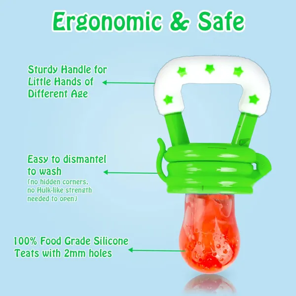 VParents_Silicone_Food/Fruit_Nibbler_with_Extra_Mesh,_Soft_Pacifier/Feeder,_Teether_for_Infant_Baby,_Infant,_Joystar,BPA_Free_-Assorted_Colour_-_Pack_of_1_(2)