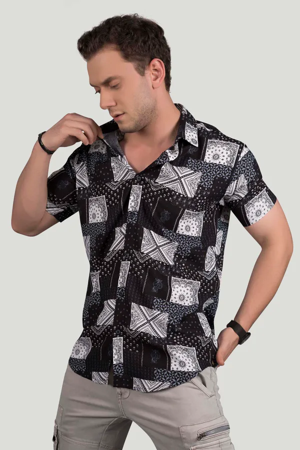 Flynn_Black_Viscose_Print_Full_Sleeves_Shirt