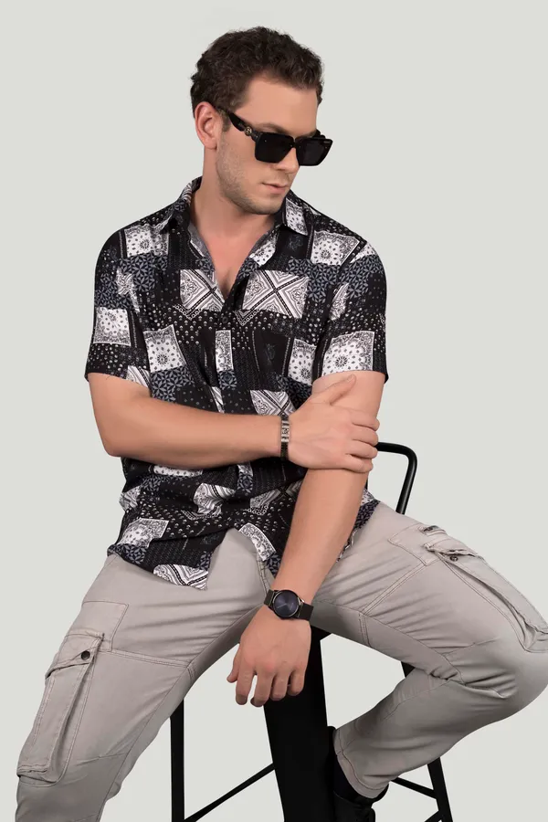 Flynn_Black_Viscose_Print_Full_Sleeves_Shirt