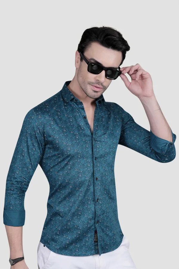 Ciaran_Teal_Blue_Cotton_Floral_Printed_Shirt