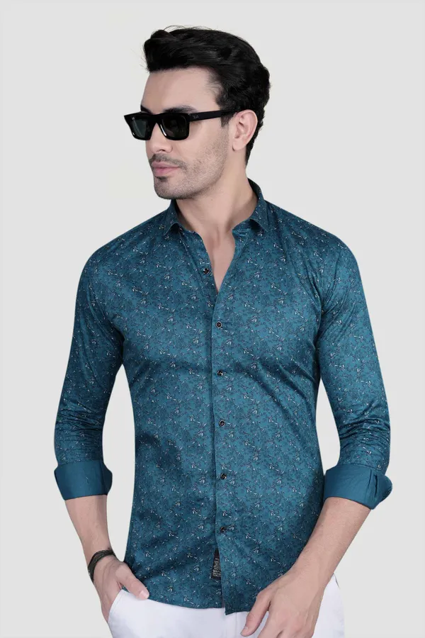 Ciaran_Teal_Blue_Cotton_Floral_Printed_Shirt