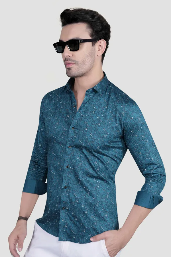 Ciaran_Teal_Blue_Cotton_Floral_Printed_Shirt