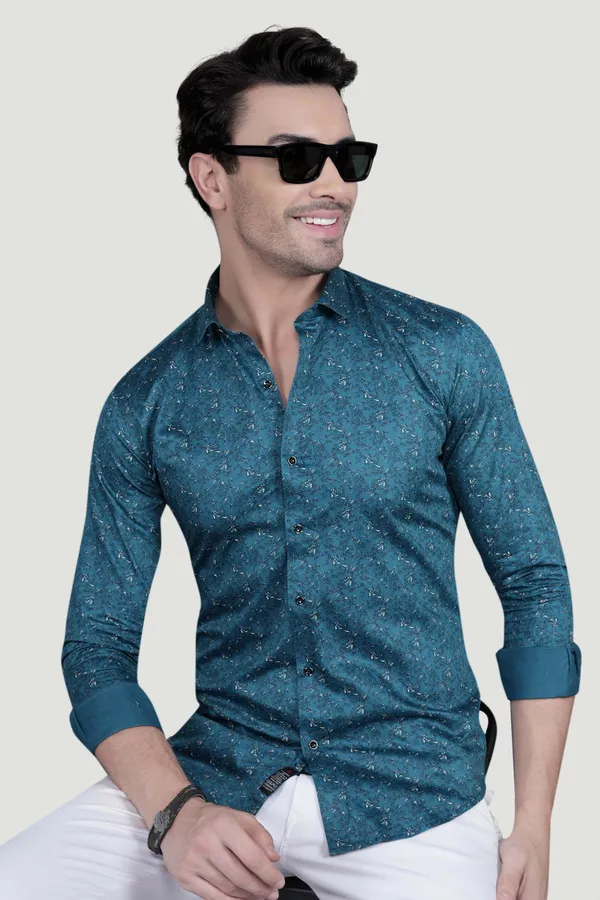 Ciaran_Teal_Blue_Cotton_Floral_Printed_Shirt