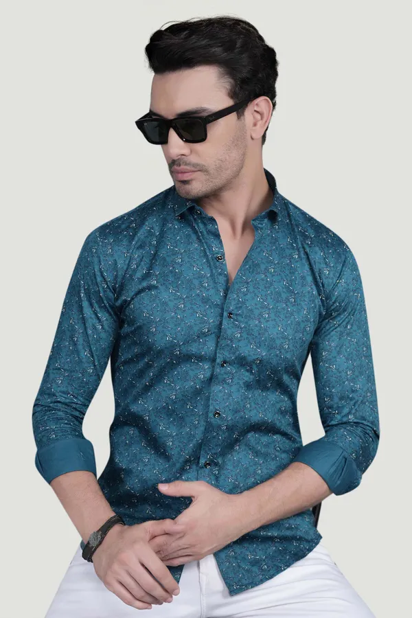 Ciaran_Teal_Blue_Cotton_Floral_Printed_Shirt