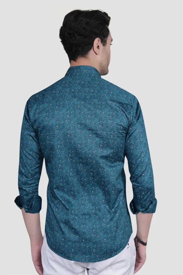 Ciaran_Teal_Blue_Cotton_Floral_Printed_Shirt