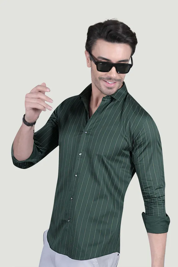 Henrik_Green_Cotton_Striped_Shirt