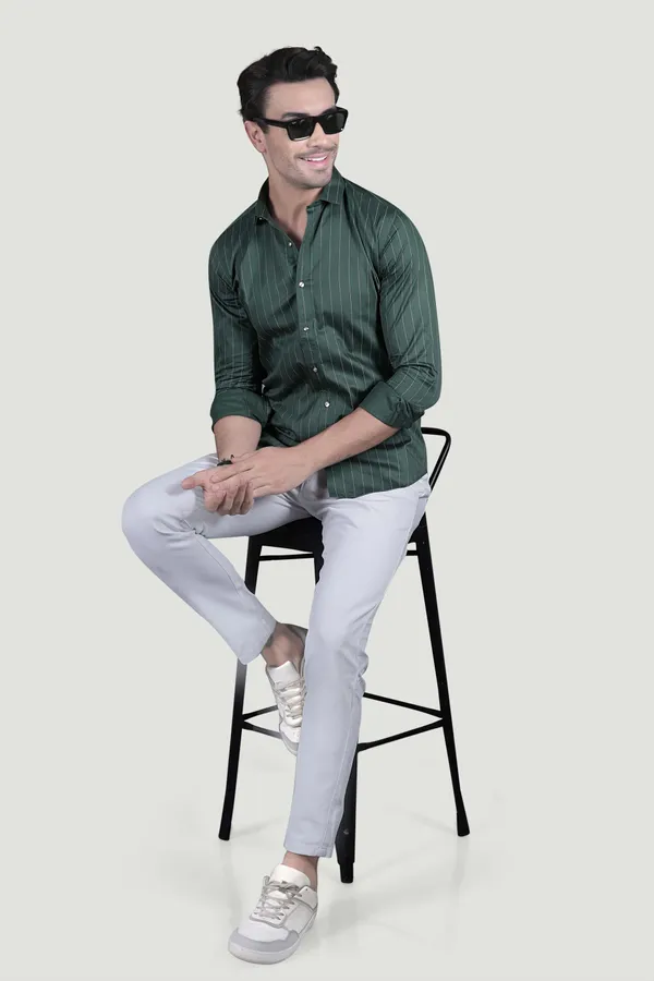 Henrik_Green_Cotton_Striped_Shirt