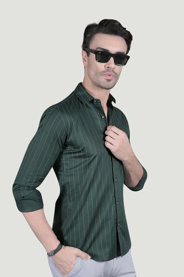 Henrik_Green_Cotton_Striped_Shirt