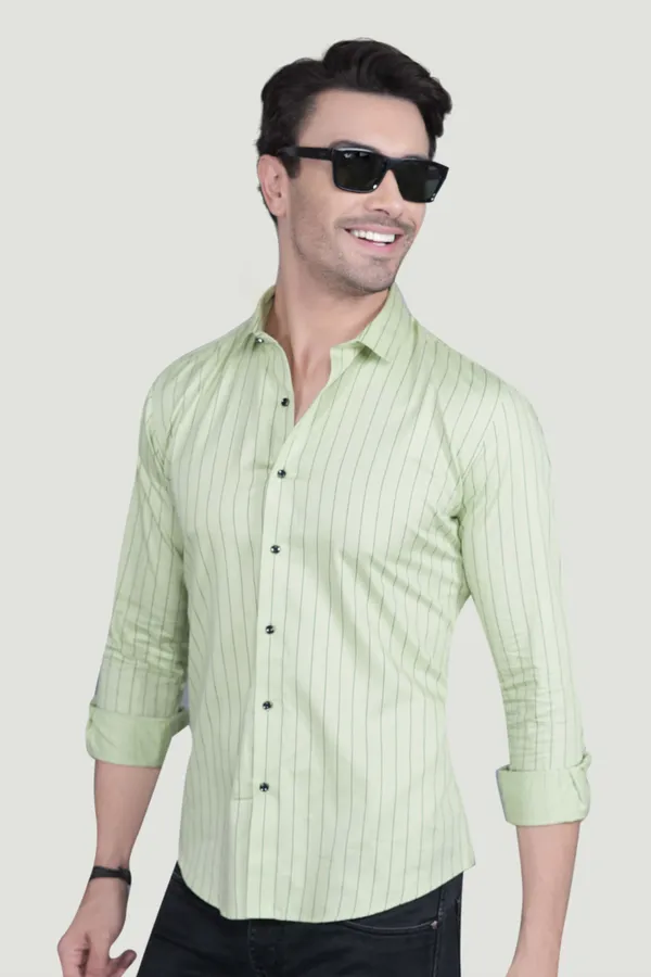 Patrick_Green_Cotton_Striped_Shirt