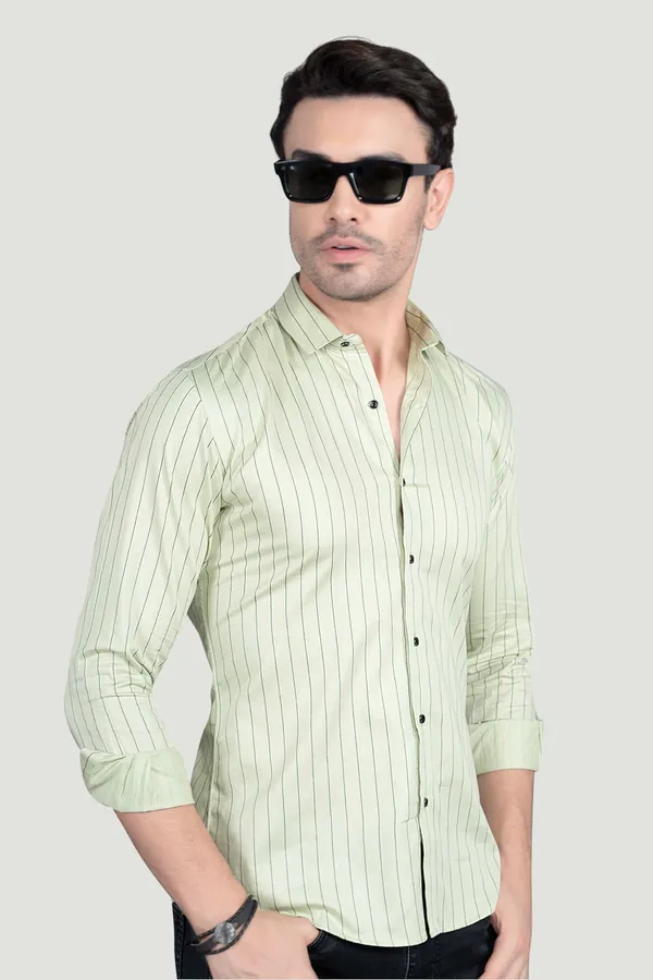 Patrick_Green_Cotton_Striped_Shirt