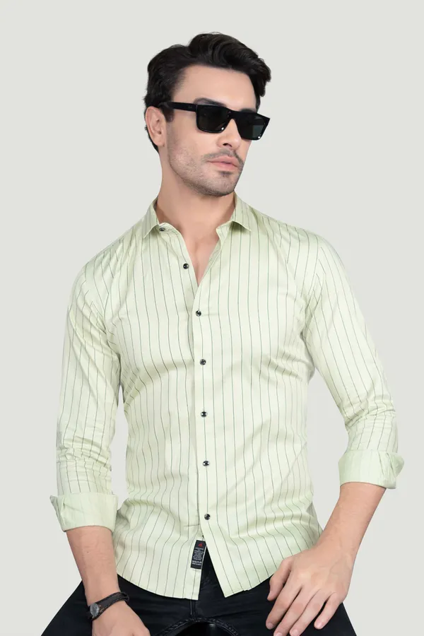 Patrick_Green_Cotton_Striped_Shirt