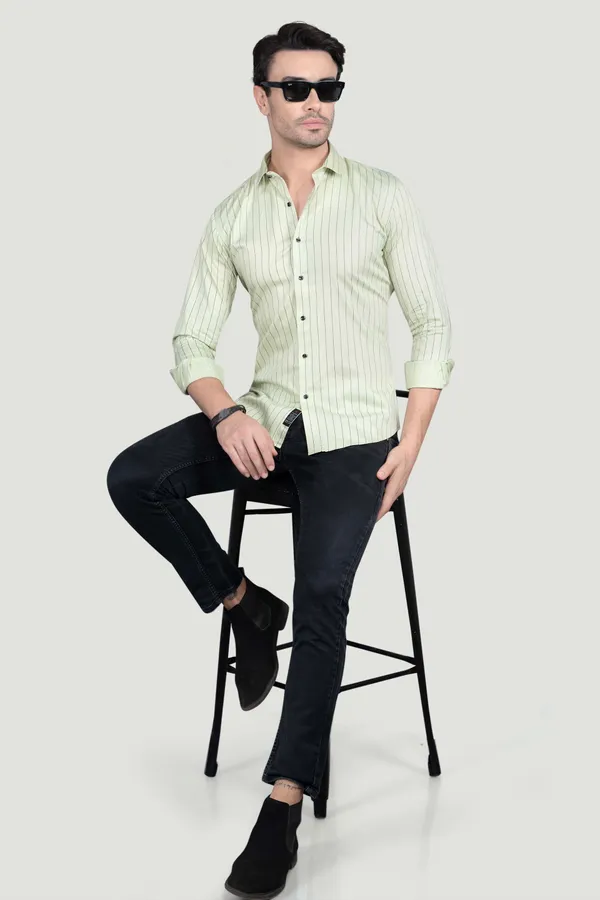 Patrick_Green_Cotton_Striped_Shirt