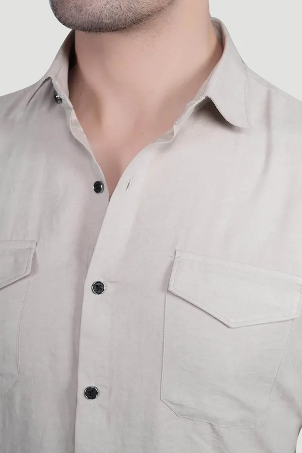 Abel_Cream_Suede_Double_Pocket_Solid_Shirt