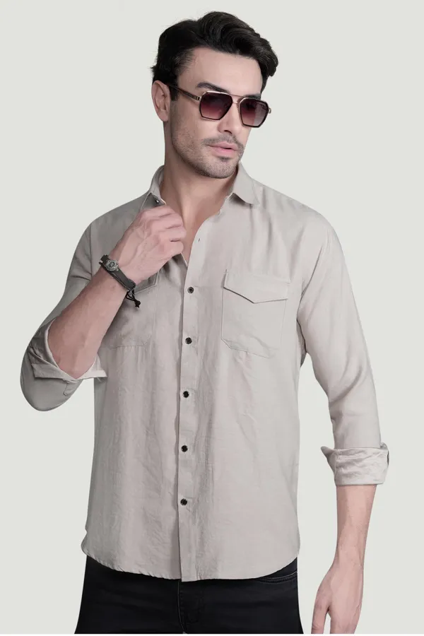 Abel_Cream_Suede_Double_Pocket_Solid_Shirt