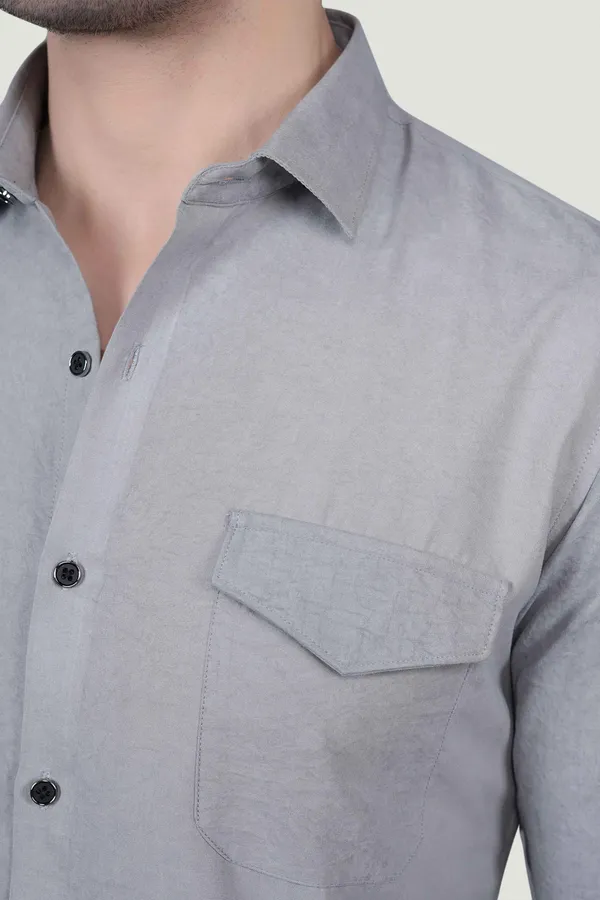 Aurelio_Grey_Suede_Double_Pocket_Solid_Shirt
