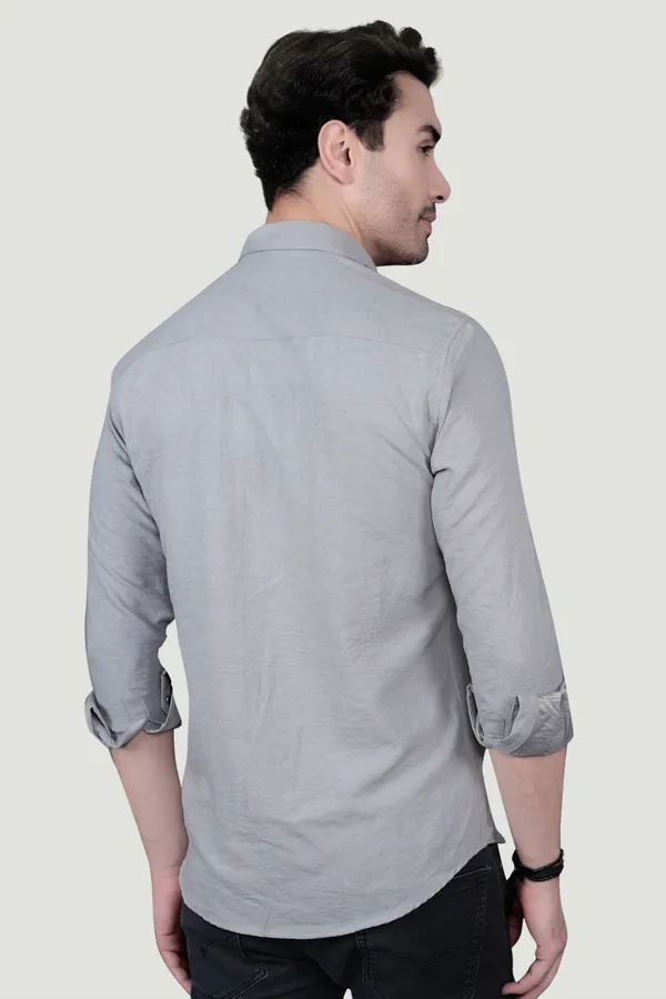 Aurelio_Grey_Suede_Double_Pocket_Solid_Shirt