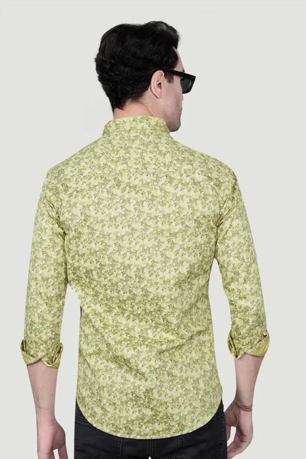 Oskar_Yellow_Cotton_Floral_Printed_Shirt