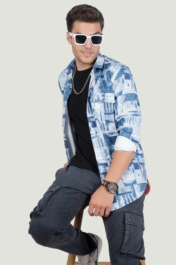 Double_Pocket_Henry_Blue_Abstract_Print_Full_Sleeves