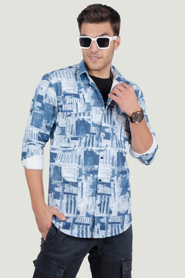 Double_Pocket_Henry_Blue_Abstract_Print_Full_Sleeves