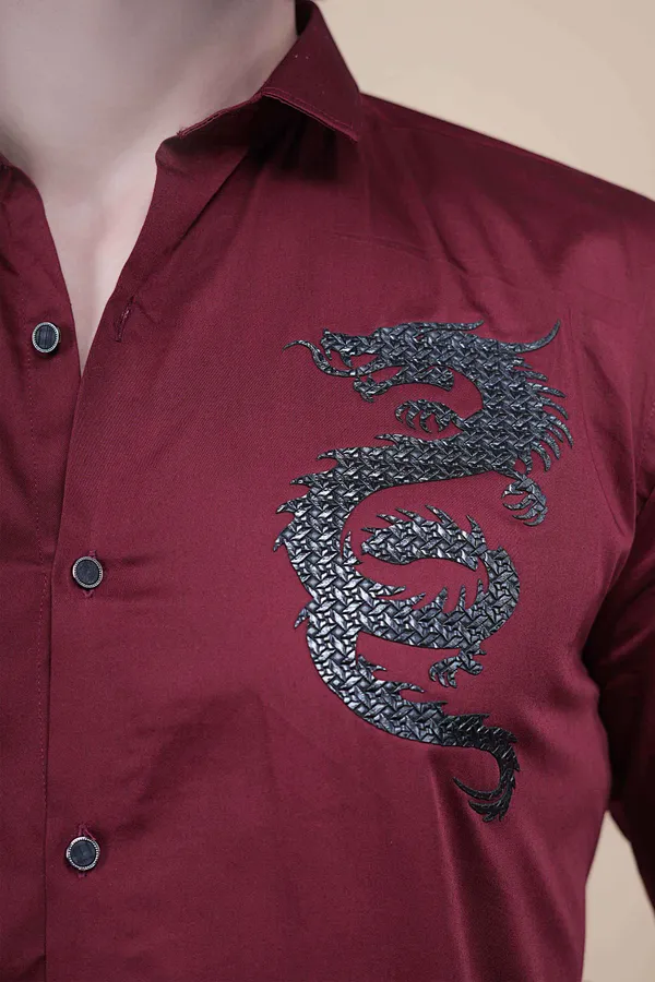 Dragon_Maroon_Cotton_Designer_Shirt