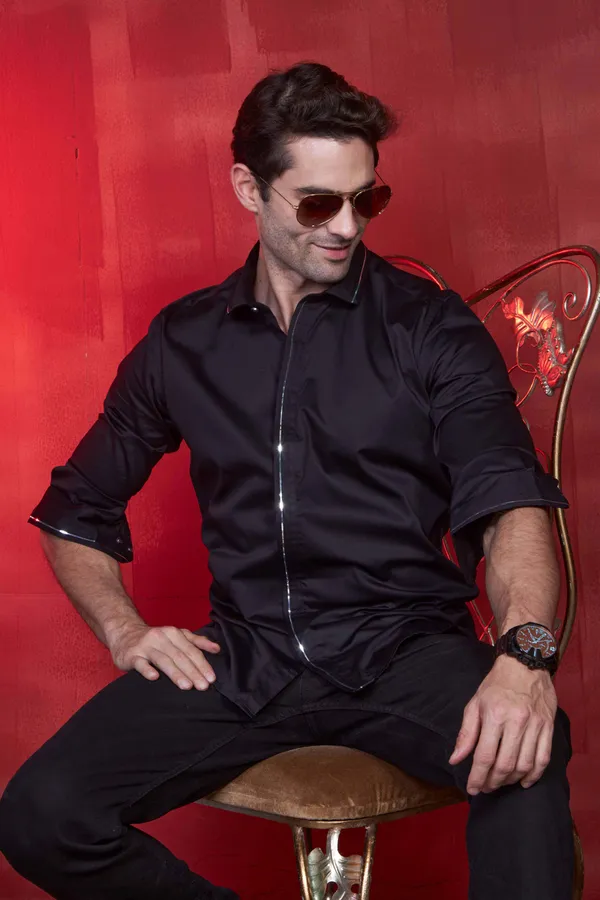 Cotton_Black_Silver_Solid_Shirt_for_men