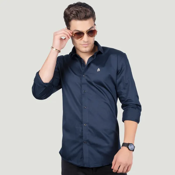 Mark_Navy_Blue_Solid_Full_Sleeves_Shirt_for__Men