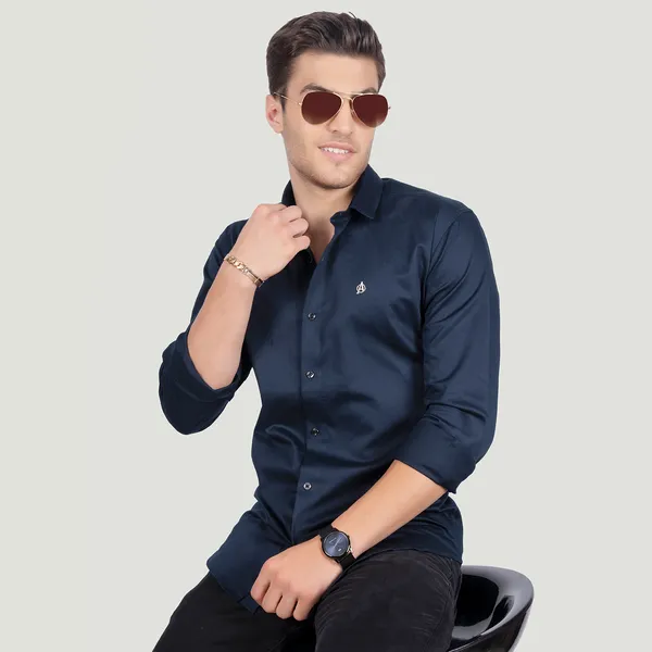 Mark_Navy_Blue_Solid_Full_Sleeves_Shirt_for__Men